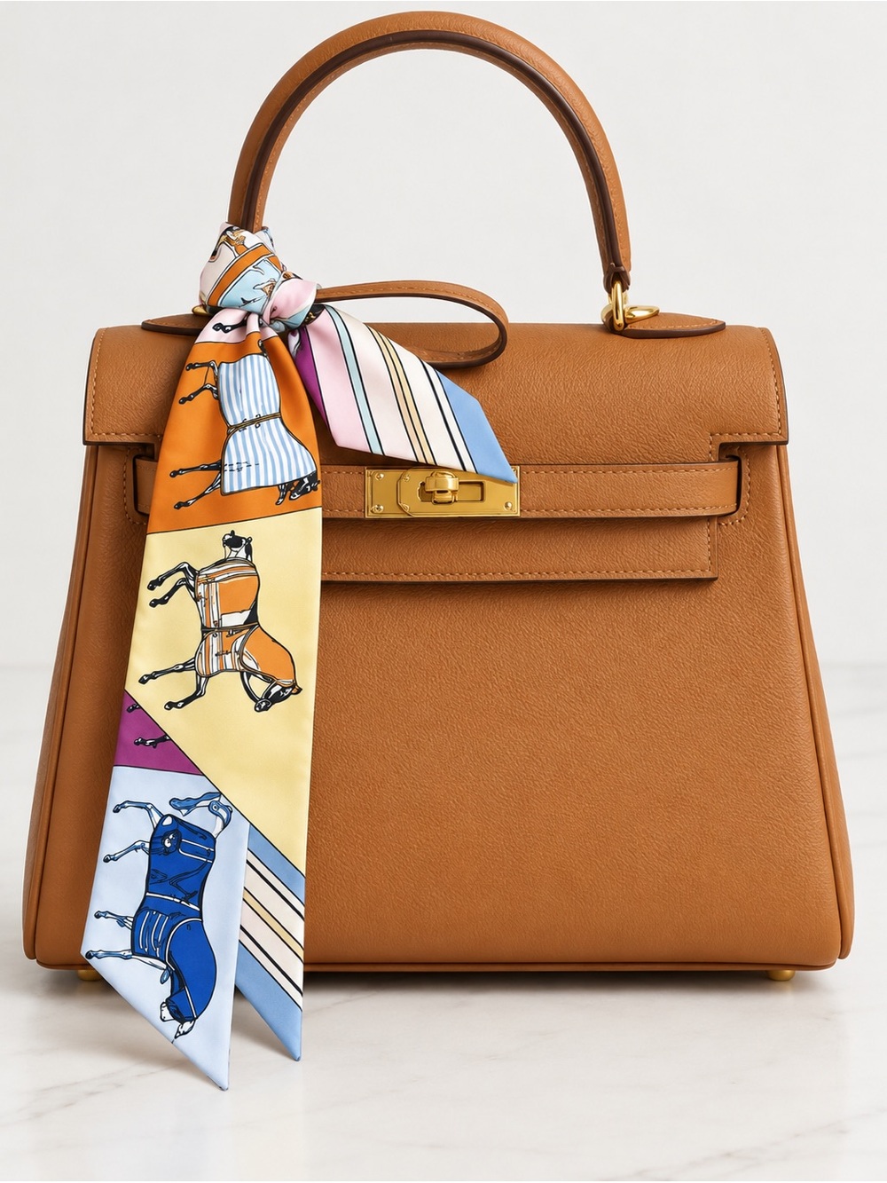 Multi Color Horse Equestrian Twilly Scarf for Purse or Bag